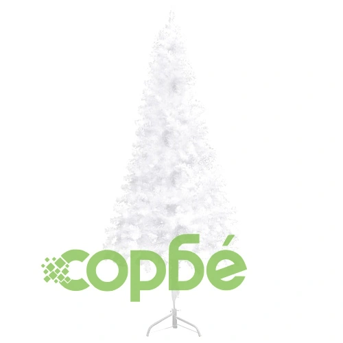 Ъглова изкуствена коледна елха с LED и топки бяла 180 см PVC ➤ топ цена ➤ sorbe.bg