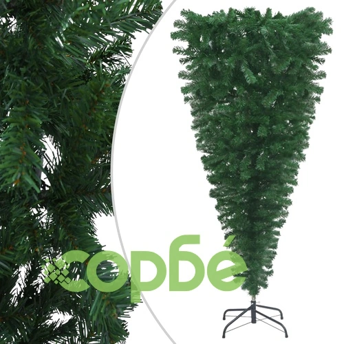 Обърната изкуствена коледна елха с LED зелена 150 см ➤ топ цена ➤ sorbe.bg