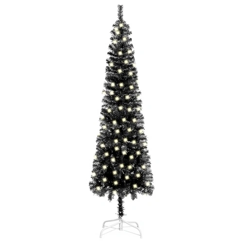 Тънка коледна елха с LED, черна, 180 см ➤ топ цена ➤ sorbe.bg