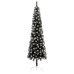 Тънка осветена коледна елха, черна, 240 см