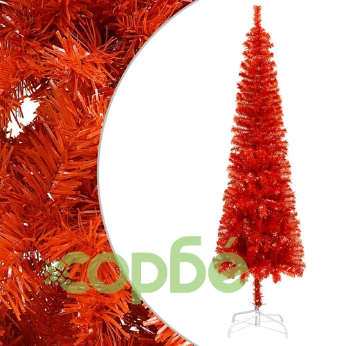 Тънка коледна елха с LED, червена, 150 см ➤ топ цена ➤ sorbe.bg
