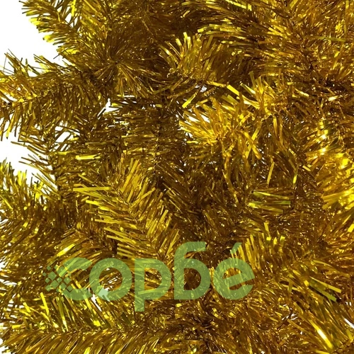 Тънка коледна елха с LED, златиста, 210 см ➤ топ цена ➤ sorbe.bg