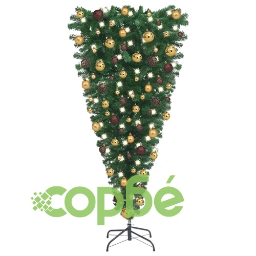 Обърната изкуствена коледна елха с LED и комплект топки 150 см ➤ топ цена ➤ sorbe.bg