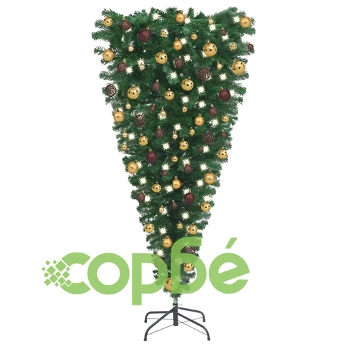 Обърната изкуствена коледна елха с LED и комплект топки 180 см ➤ топ цена ➤ sorbe.bg