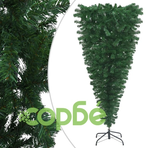 Обърната изкуствена коледна елха с LED и комплект топки 180 см ➤ топ цена ➤ sorbe.bg
