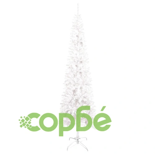 Тънка коледна елха с LED и комплект топки, бяла, 240 см ➤ топ цена ➤ sorbe.bg