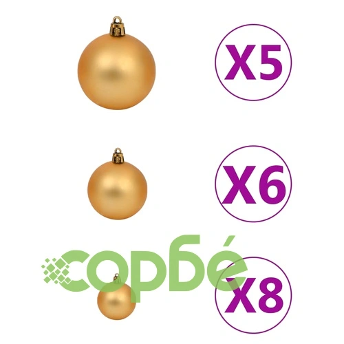 Тънка коледна елха с LED и комплект топки, черна, 240 см ➤ топ цена ➤ sorbe.bg