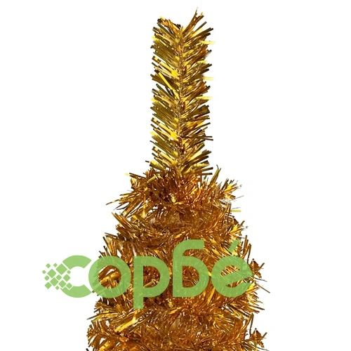 Тънка коледна елха с LED и комплект топки, златиста, 180 см ➤ топ цена ➤ sorbe.bg