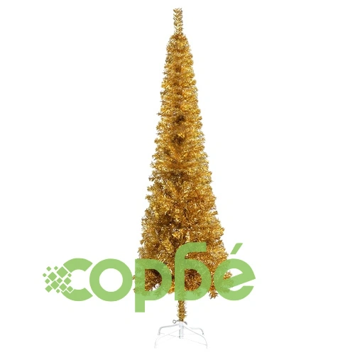 Тънка коледна елха с LED и комплект топки, златиста, 210 см ➤ топ цена ➤ sorbe.bg