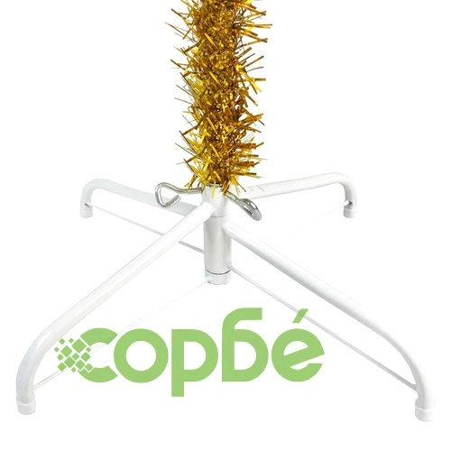 Тънка готова осветена коледна елха с топки, златиста, 240 см ➤ топ цена ➤ sorbe.bg