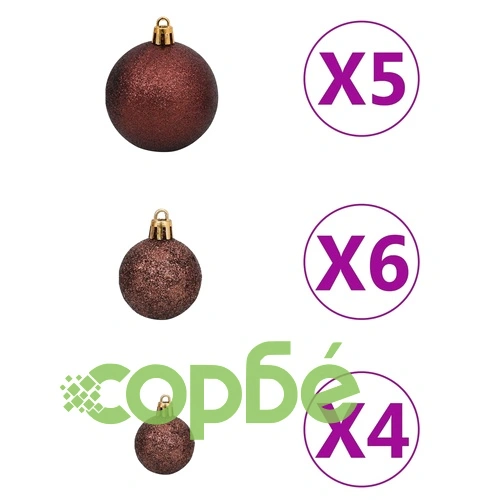 Тънка коледна елха с LED и комплект топки, сребриста, 240 см ➤ топ цена ➤ sorbe.bg