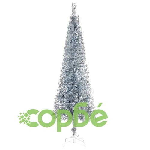Тънка коледна елха с LED и комплект топки, сребриста, 240 см ➤ топ цена ➤ sorbe.bg