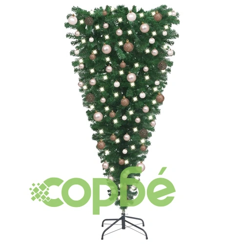Обърната изкуствена коледна елха с LED и комплект топки 150 см ➤ топ цена ➤ sorbe.bg