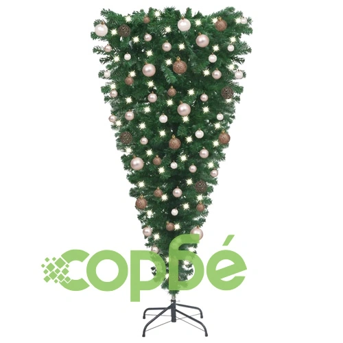 Обърната изкуствена осветена коледна елха, с топки, 180 см ➤ топ цена ➤ sorbe.bg