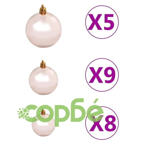 Тънка коледна елха с LED и комплект топки, черна, 240 см ➤ топ цена ➤ sorbe.bg