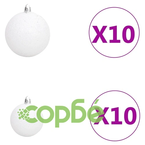 Обърната изкуствена коледна елха с LED и комплект топки, 210 см ➤ топ цена ➤ sorbe.bg