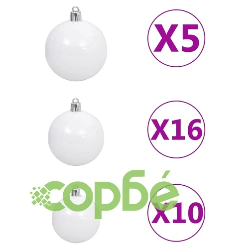 Обърната изкуствена коледна елха с LED и комплект топки, 240 см  ➤ топ цена ➤ sorbe.bg