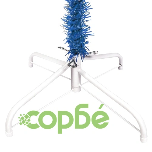 Тънка изкуствена осветена коледна елха с топки, синя, 180 см ➤ топ цена ➤ sorbe.bg