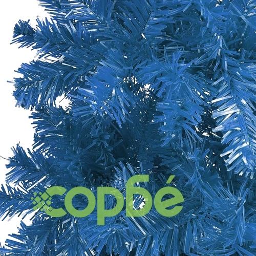 Тънка изкуствена осветена коледна елха с топки, синя, 240 см ➤ топ цена ➤ sorbe.bg