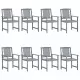Градински столове с възглавници, 8 бр, акация масив, сиви