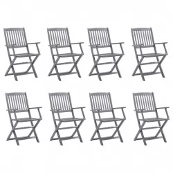 Сгъваеми градински столове, 8 бр, акация масив