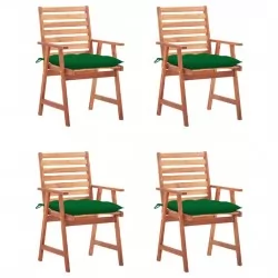 Градински трапезни столове, 4 бр, с възглавници, акация масив