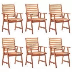 Градински трапезни столове, 6 бр, с възглавници, акация масив