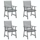 Градински трапезни столове, 4 бр, сиви, акация масив