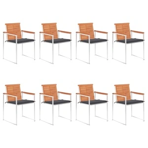 Градински столове 8 бр с възглавници масивно акациево дърво