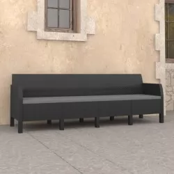 4-местен градински диван с възглавници, антрацит, PP ратан
