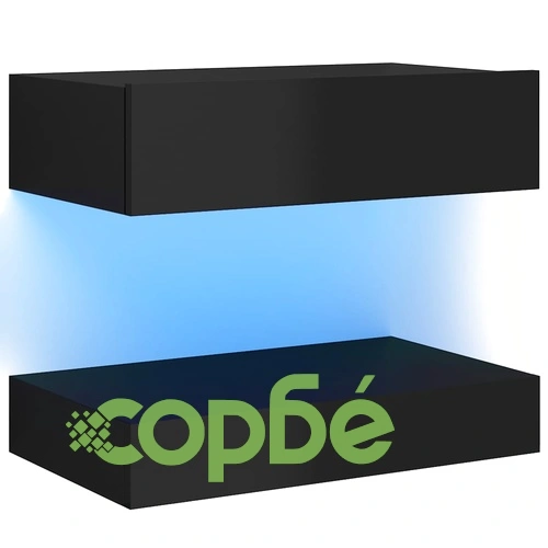 Нощно шкафче, черен гланц, 60x35 см, инженерно дърво ➤ топ цена ➤ sorbe.bg