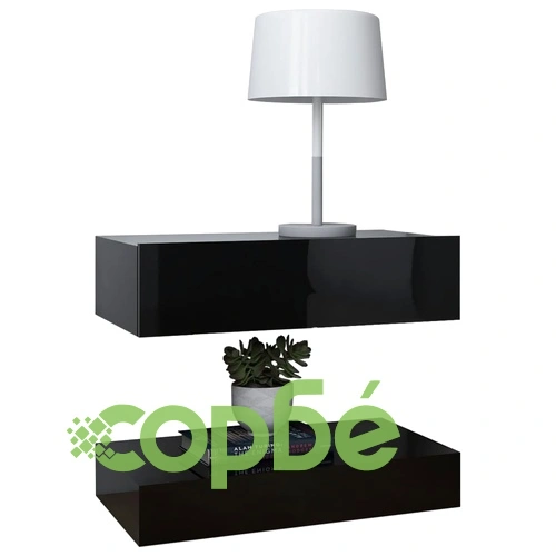 Нощно шкафче, черен гланц, 60x35 см, инженерно дърво ➤ топ цена ➤ sorbe.bg