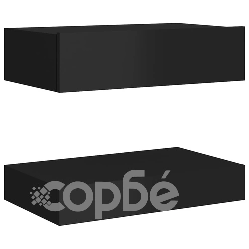 Нощно шкафче, черен гланц, 60x35 см, инженерно дърво ➤ топ цена ➤ sorbe.bg
