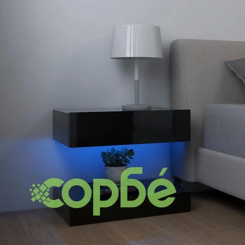 Нощно шкафче, черен гланц, 60x35 см, инженерно дърво ➤ топ цена ➤ sorbe.bg