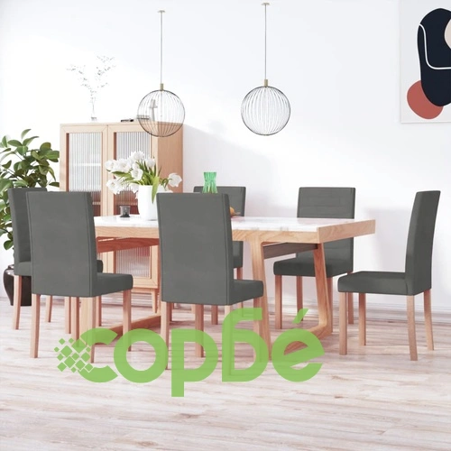 Трапезни столове, 6 бр, тъмносиви, текстил ➤ топ цена ➤ sorbe.bg