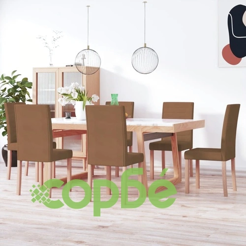 Трапезни столове, 6 бр, кафяви, текстил ➤ топ цена ➤ sorbe.bg