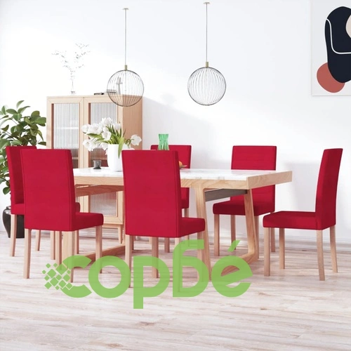 Трапезни столове, 6 бр, виненочервени, текстил ➤ топ цена ➤ sorbe.bg