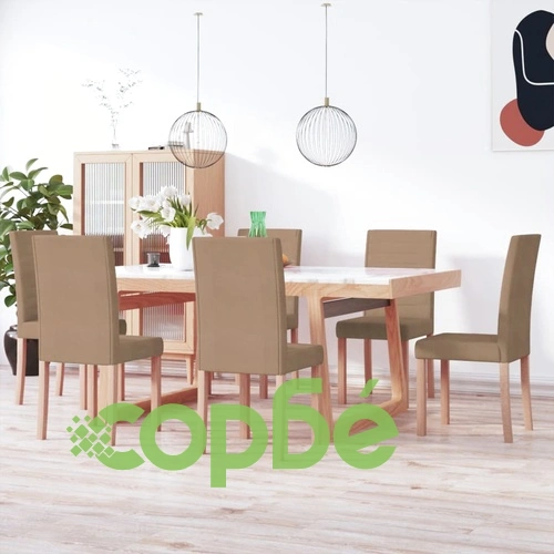 Трапезни столове, 6 бр, таупе, текстил ➤ топ цена ➤ sorbe.bg