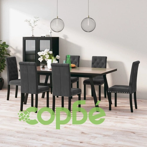Трапезни столове, 6 бр, тъмносиви, кадифе ➤ топ цена ➤ sorbe.bg