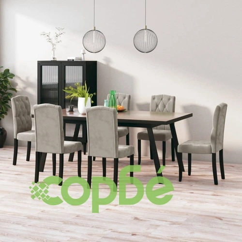 Трапезни столове, 6 бр, светлосиви, кадифе ➤ топ цена ➤ sorbe.bg