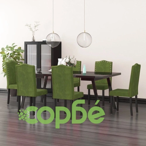 Трапезни столове, 6 бр, тъмнозелени, кадифе ➤ топ цена ➤ sorbe.bg
