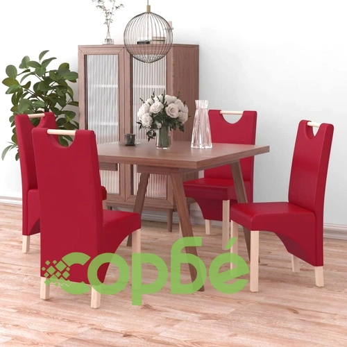 Трапезни столове, 4 бр, виненочервени, изкуствена кожа ➤ топ цена ➤ sorbe.bg