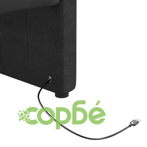 Дневно легло с матрак, USB, черно, текстил, 90х200 см ➤ топ цена ➤ sorbe.bg