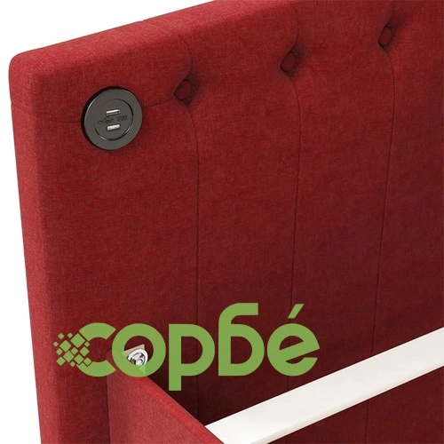 Дневно легло с матрак, USB, виненочервено, текстил, 90х200 см ➤ топ цена ➤ sorbe.bg