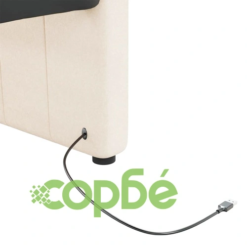 Дневно легло с матрак, USB, кремаво, текстил, 90х200 см ➤ топ цена ➤ sorbe.bg