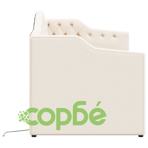 Дневно легло с матрак, USB, кремаво, текстил, 90х200 см ➤ топ цена ➤ sorbe.bg