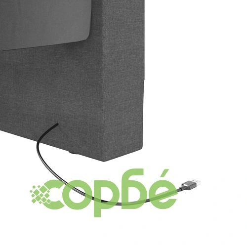 Дневно легло с матрак, USB, тъмносиво, текстил, 90х200 см ➤ топ цена ➤ sorbe.bg