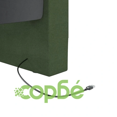 Дневно легло с матрак, USB, тъмнозелен, текстил, 90х200 см ➤ топ цена ➤ sorbe.bg