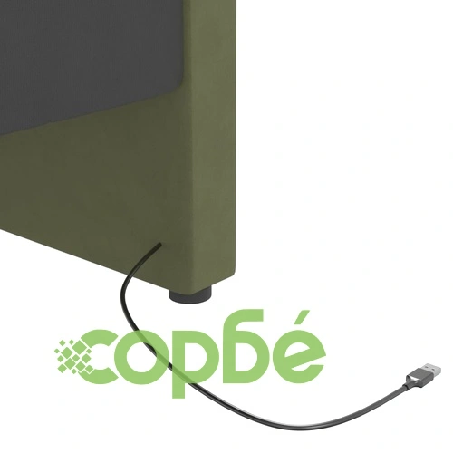 Дневно легло с матрак, USB, тъмнозелено кадифе, 90х200 см ➤ топ цена ➤ sorbe.bg