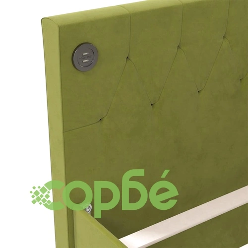 Дневно легло с матрак, USB, светлозелено, кадифе, 90х200 см ➤ топ цена ➤ sorbe.bg